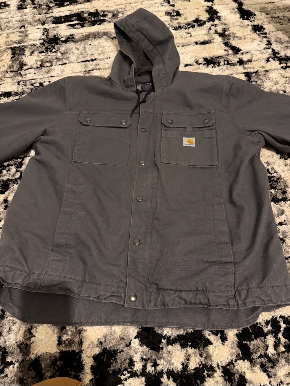 Carhartt Men’s Sherpa-Lined Hooded Jacket - Charcoal Gray